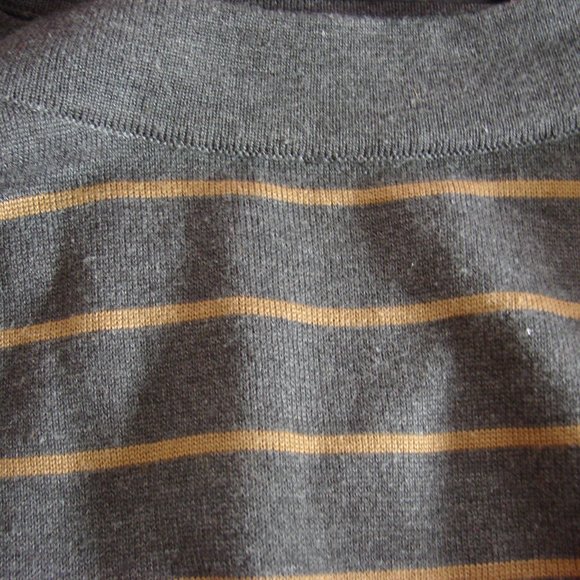 Gray Caramel Stripe Pleated Sleeve Sweater Dress L - Picture 5 of 16